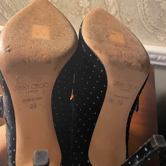 Great Used Condition- Jimmy Choo Larissa Black Velvet Booties 100mm - Size 38 - Picture 6 of 7